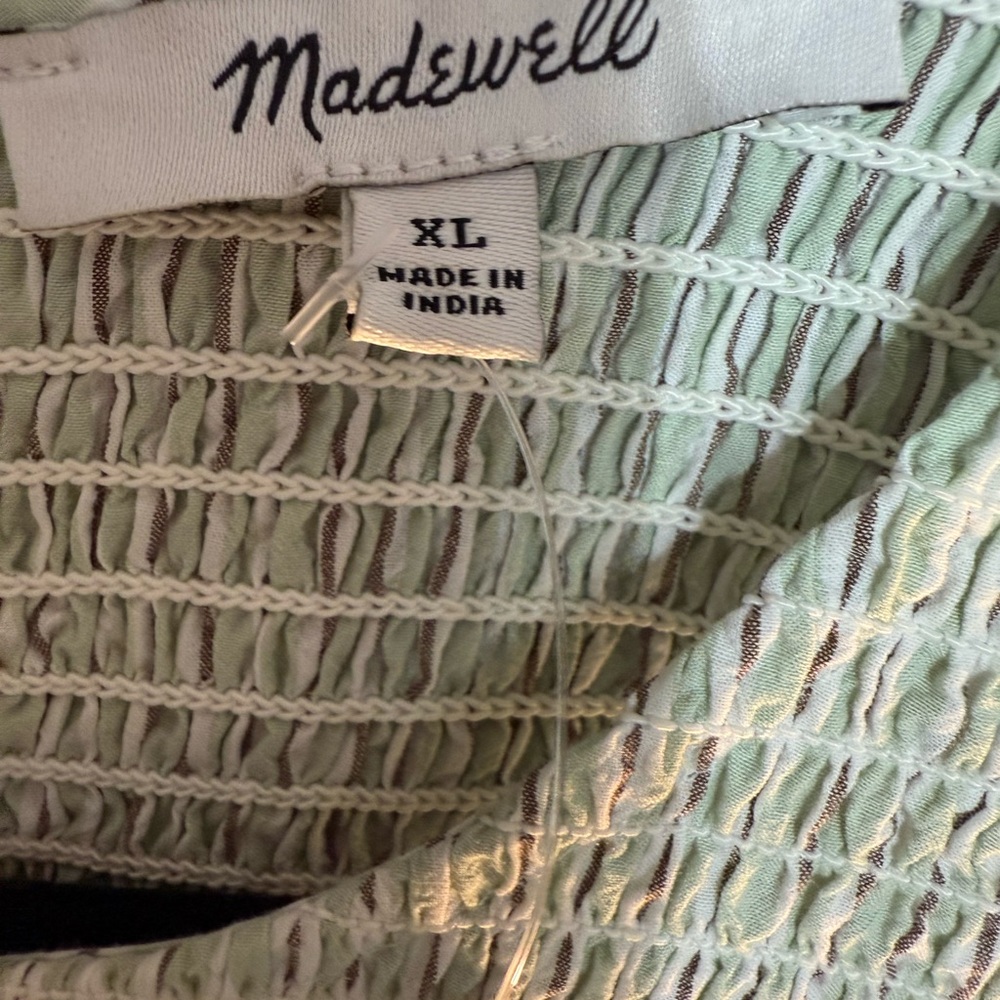 Madewell Strapless Smocked Bodice Midi Dress in Pale Green - Picture 6 of 8